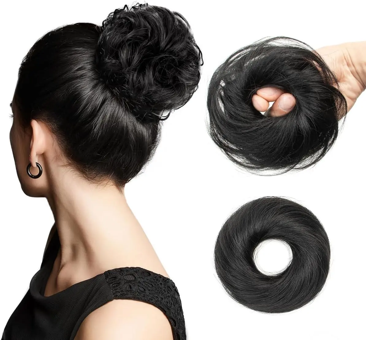 AGMITY Hair Bun Ponytail Extension Human Hair Natural Various Shade Ponytail Extension Hair Accessories Elastic Easy Scrunchie for Girls and Women