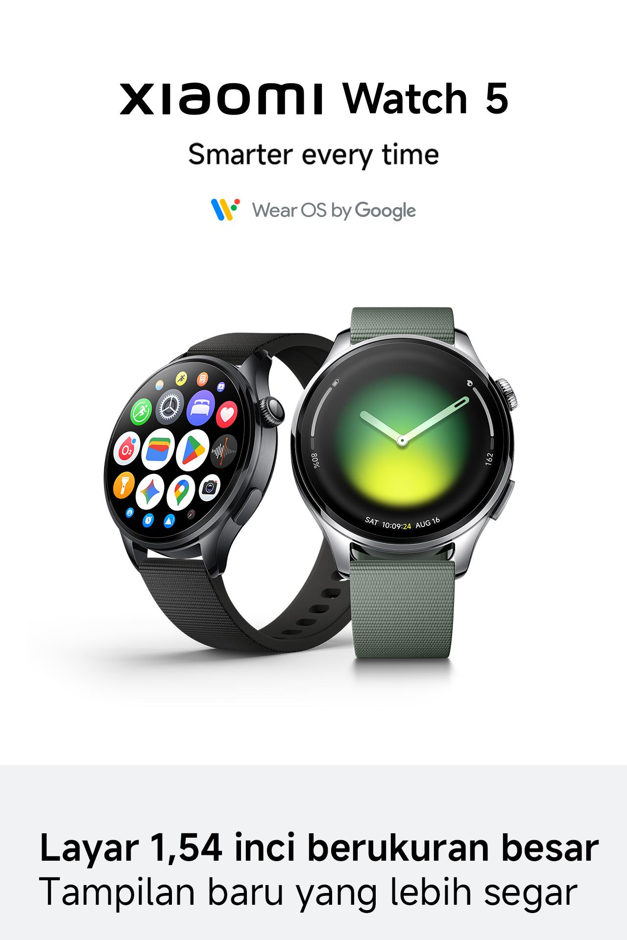 Xiaomi Watch 5 | AMOLED 1,54” Sapphire Glass | Ekosistem Pintar WearOS 6 dengan Gemini | Pemantauan kebugaran & kesehatan | Daya Baterai 6 hari Smart Mode | Smartwatch Wanita Pria [Xiaomi Official Store]