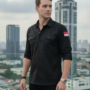 Kemeja Pria Seragam PDH Polos Baju Kerja PDL Kantor Bahan Drill Nyaman Elegan dengan Costum Bordir Nama & Logo