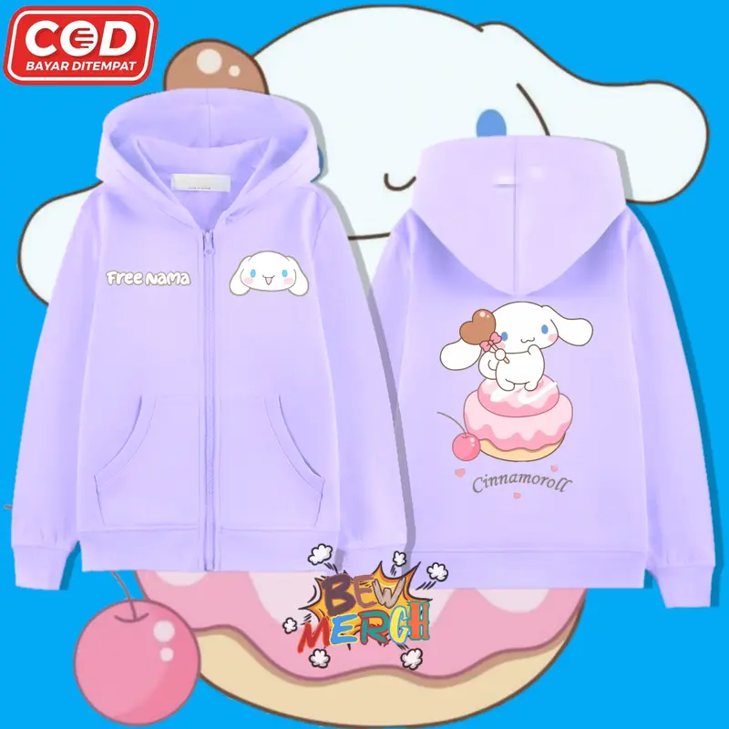 Hoodie Zipper Anak Cinnamorol / Jaket Resleting Cinnamorol Sweater Fashion 2