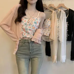 Cardigan Korean Transparan Atasan Wanita Outer Polos Lengan Panjang