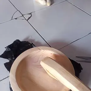 cobek kayu satu set ulekan