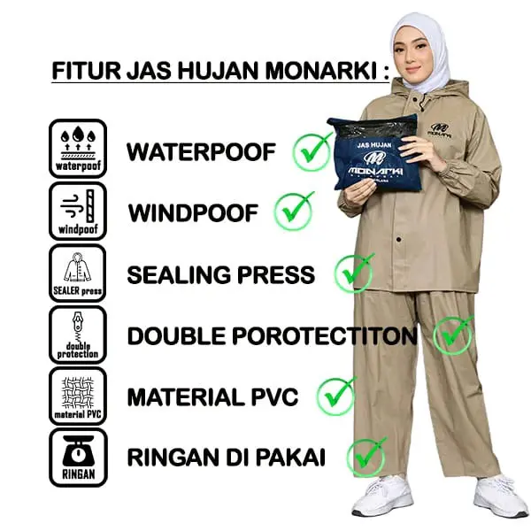 set telan jas hujan pria wanita BY MONARKI bahan PVC 025 anti rembes tahan lama 4