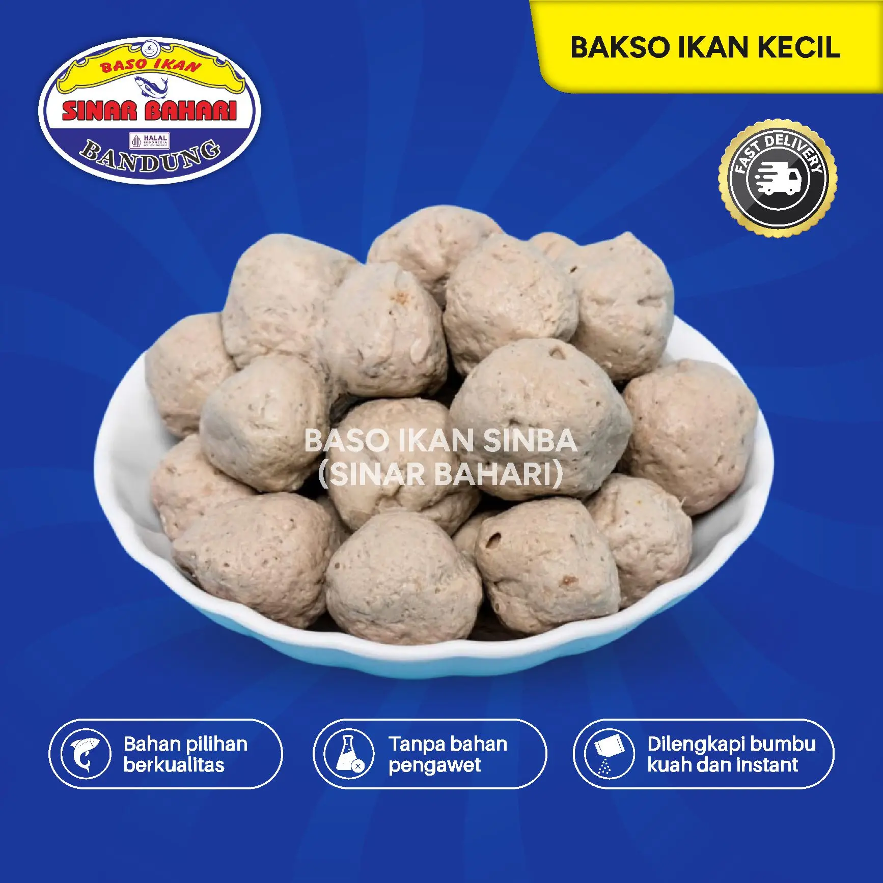 Baso Ikan Kecil Sinar Bahari Bakso Kuah Instan Isi 25 Bakso