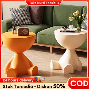 【Ramadan Promo Super 50-60% Diskon Besar】Meja Samping Sofa Kasur Kreatif Gaya Krim Desain Sederhana Dapat Digerakkan Umum untuk Ruang Tamu Kamar Tidur Teras Rumah Meja Bundar Kecil Rak Penyimpanan untuk Rumah Ukuran Kecil