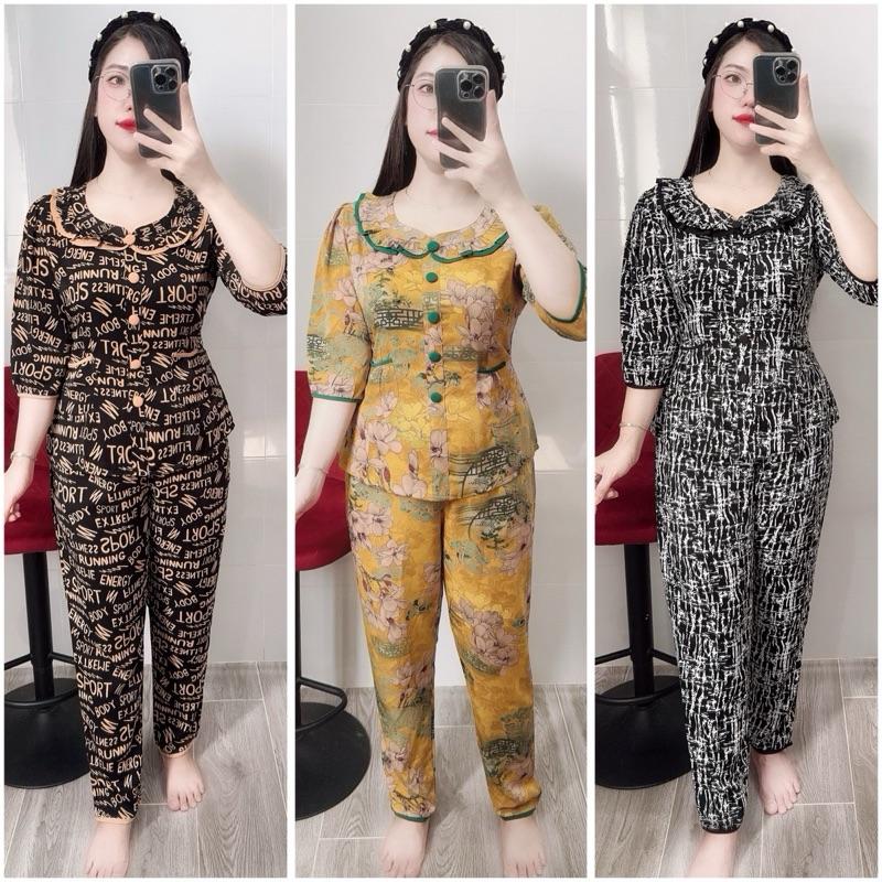 Đồ Bộ Nữ Tay Lỡ Quần Dài Cổ Tiểu Thư, Chất Lụa Mango Mềm Mịn Mát Không Nhăn Lên Phom Dáng Đẹp, Phù Hợp Cho Mọi Lứa Tuổi Mặc Nhà Hay Đi Chơi