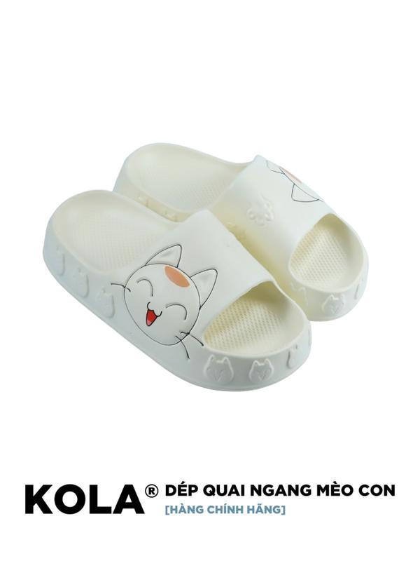 Dép Quai Ngang Đúc Nguyên Khối Nữ KOLA In Hình Mèo Con Cute - Đế Rãnh Sọc Ngang Chống Trơn Trượt - Nhựa Eva Xuất Khẩu Chất Lượng Tốt