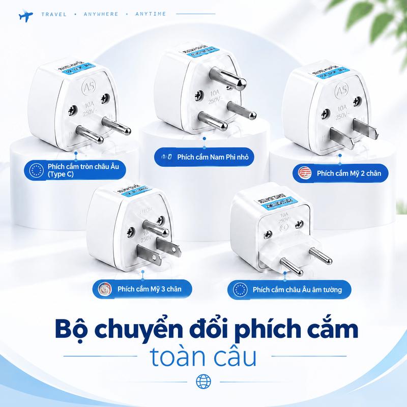 BLAGAIN Ổ cắm chuyển đổi 3 chân sang 2 chân, phích cắm chuyển đổi 3 chấu nguồn 220V phù hợp mọi loại đầu cắm.