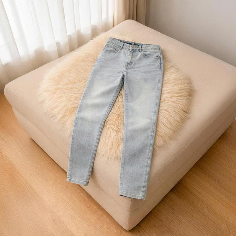  TOP BÁN CHẠY - Quần Jean Dài Nam Màu Xanh Wash Nhạt Trơn Chất Bò Co Dãn Nhẹ QA60 Kiểu Dáng Skinny Menswear Pants Size 27 Đến 34 Quần Jeans Nam Ống Côn Trẻ Trung Ôm Body 