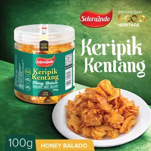 Seleraindo Keripik Kentang Honey Balado 100gr – Snack Kentang Premium Pedas Manis Renyah, Halal, Tanpa Pengawet, Cemilan Enak
