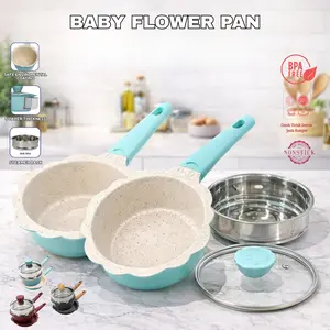Set Panci dan Wajan Bayi MPASI Baby Flower Pan Anti Lengket Tahan Lama untuk Masak Porsi Kecil