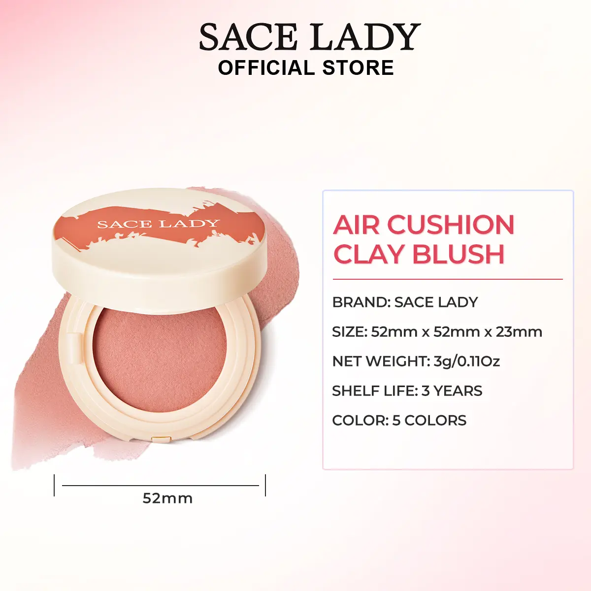 [COD] Phấn Má Hồng Đất Sét SACE LADY Đa Công Dụng Màu Sắc Tự Nhiên Giúp Khuôn Mặt Tươi Tắn 3g | BigBuy360 - bigbuy360.vn