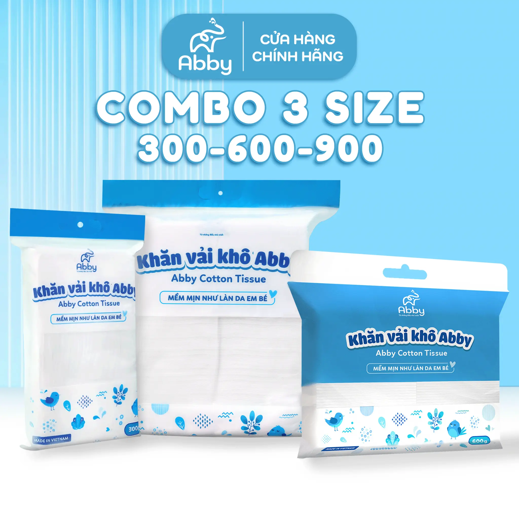 (Tặng gói 600g) Abby Combo Khăn Vải Khô Đa Năng 900g và 300g  Dành Cho Mẹ Và Bé Mềm Mịn