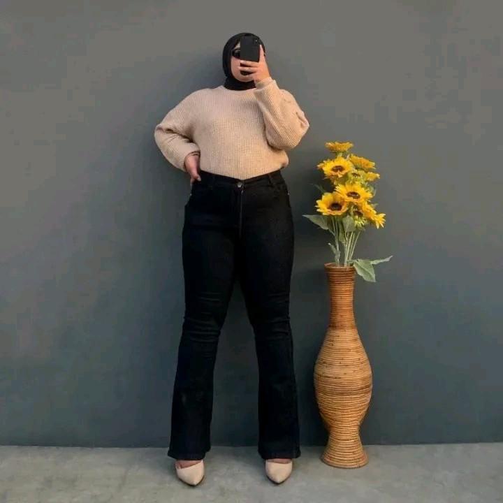 Celana Panjang Wanita HW Cutbray Super Jumbo BB 100 - Kekinian Flared Stretch Premium - High Wrap Gray Jeans Hitam Loose Jeans Hitam jeans  biru retro 1