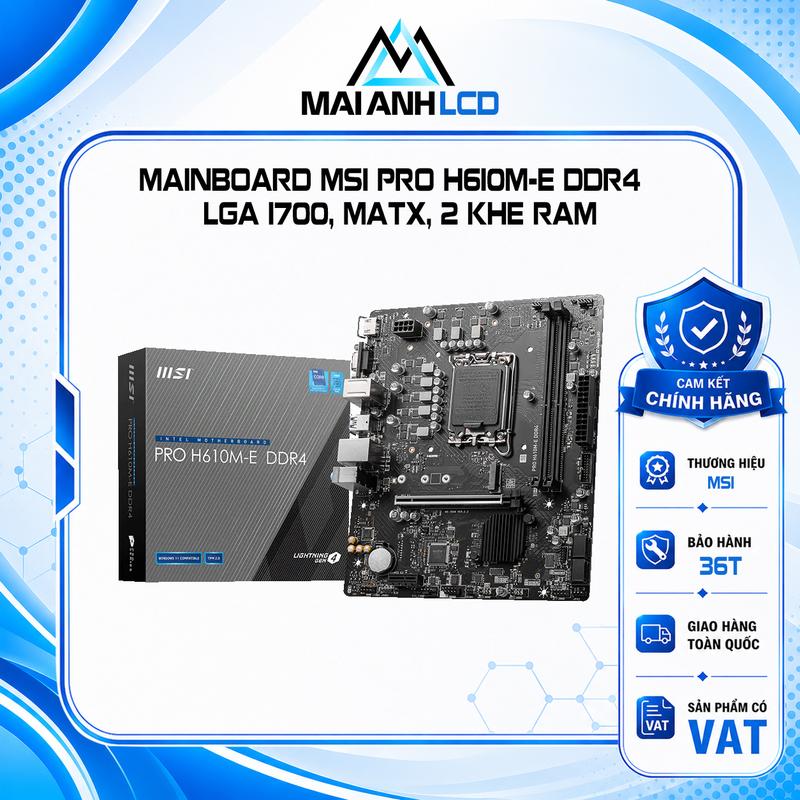 Mainboard MSI PRO H610M-E DDR4 | LGA 1700, mATX, 2 khe RAM