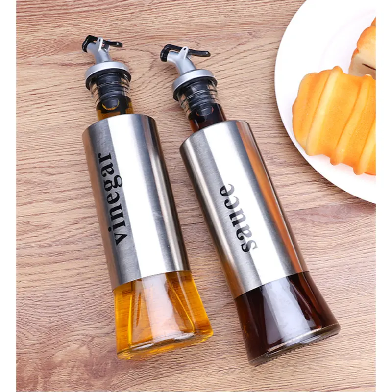 Botol Kaca Tempat Bumbu Botol Minyak Goreng Kaca Stainless Steel Tempat Kecap Syrup Olive Oil 5