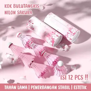 Kok Badminton Nilon Sakura isi 12 PCS | Kok Bulutangkis Bahan Nylon Tahan Lama Kualitas Tinggi