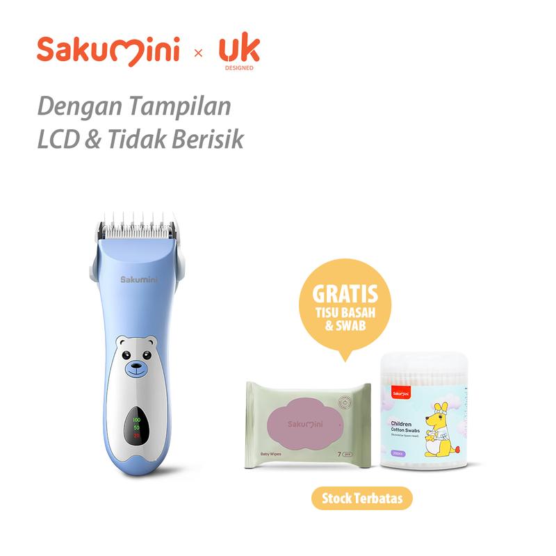 (GRATIS TISU BASAH & COTTON BUDS)!! Sakumini baby Hair Clipper Elektrik Alat Mesin Cukur Potong Rambut Bayi Anak Alat Cukur Newborn Super Aman 1
