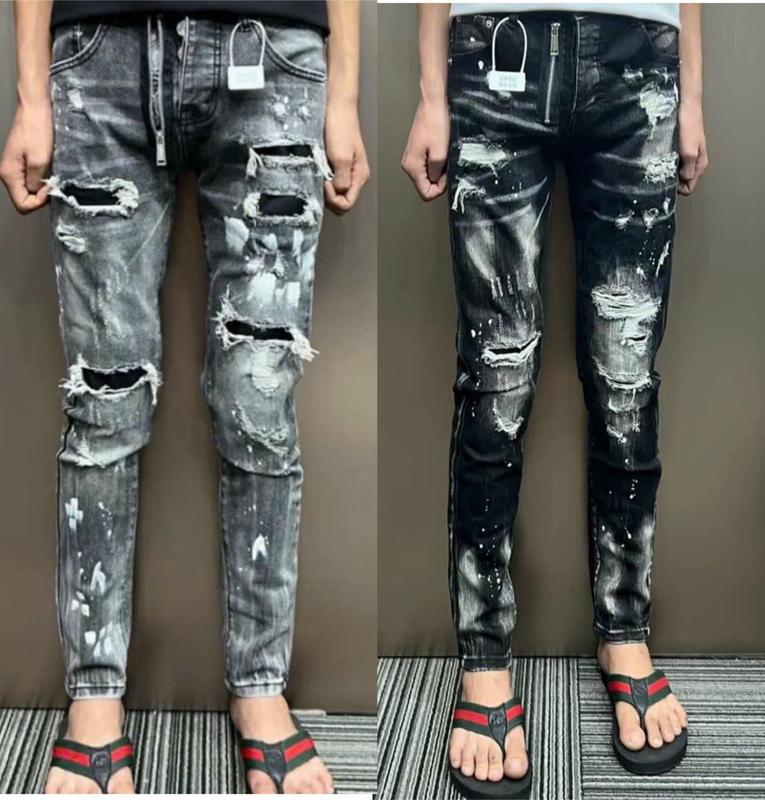 Quần jean nam xám khói,đen khóa lệch rách vá bảng 4 cúc NEW -BUNZ STORE Menswear Pants Có Túi