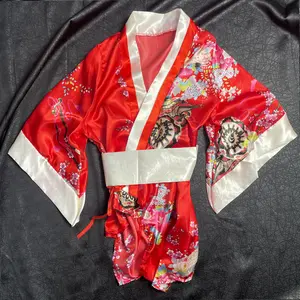 [ Racun Lingerie ] Kimono Jepang Look Wanita Dewasa Big Sabuk With Pita Lengan 3/4 Satin Import GEISHA