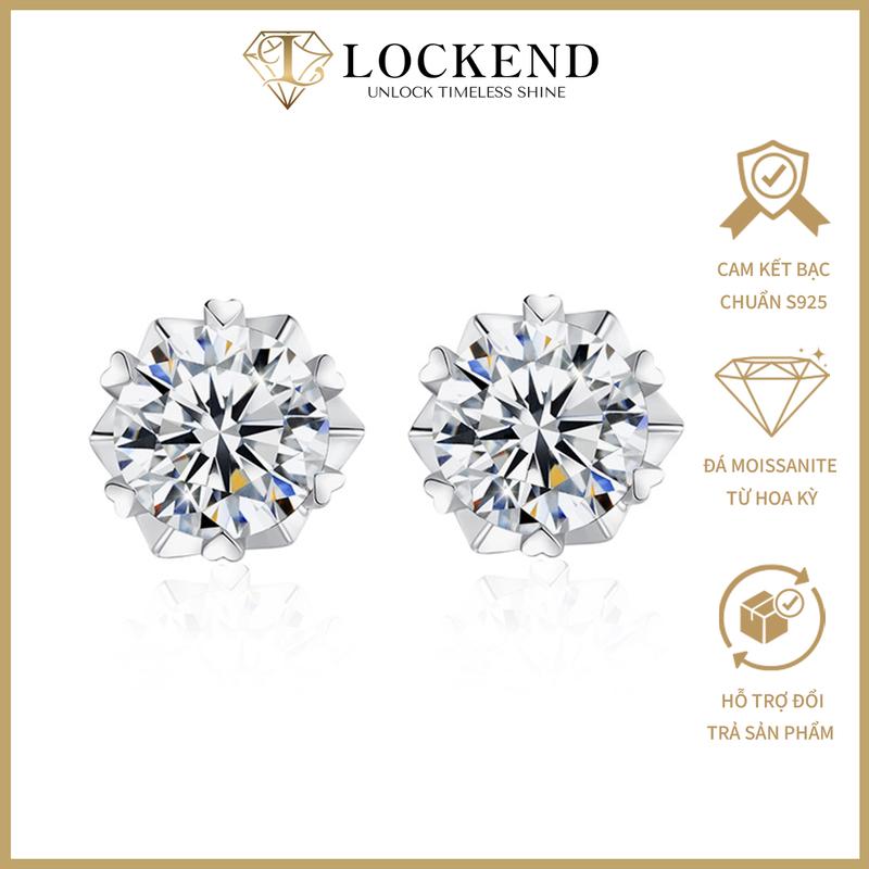 Lockend Bông tai hoa tuyết bạc 925 đính đá Moissanite màu D có chứng chỉ GRA sang trọng cao cấp quà tặng thanh lịch cho phái đẹp