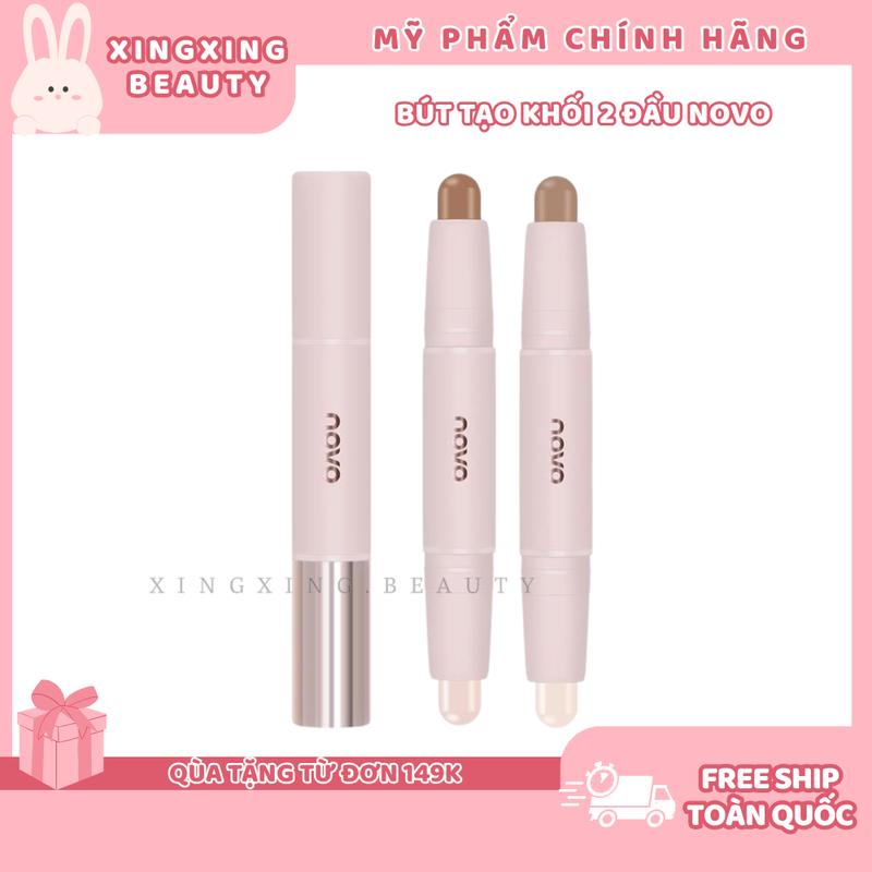  Bút tạo khối highlight 2 đầu NOVO dạng thỏi kem bắt sáng tạo khối tiện dụng 