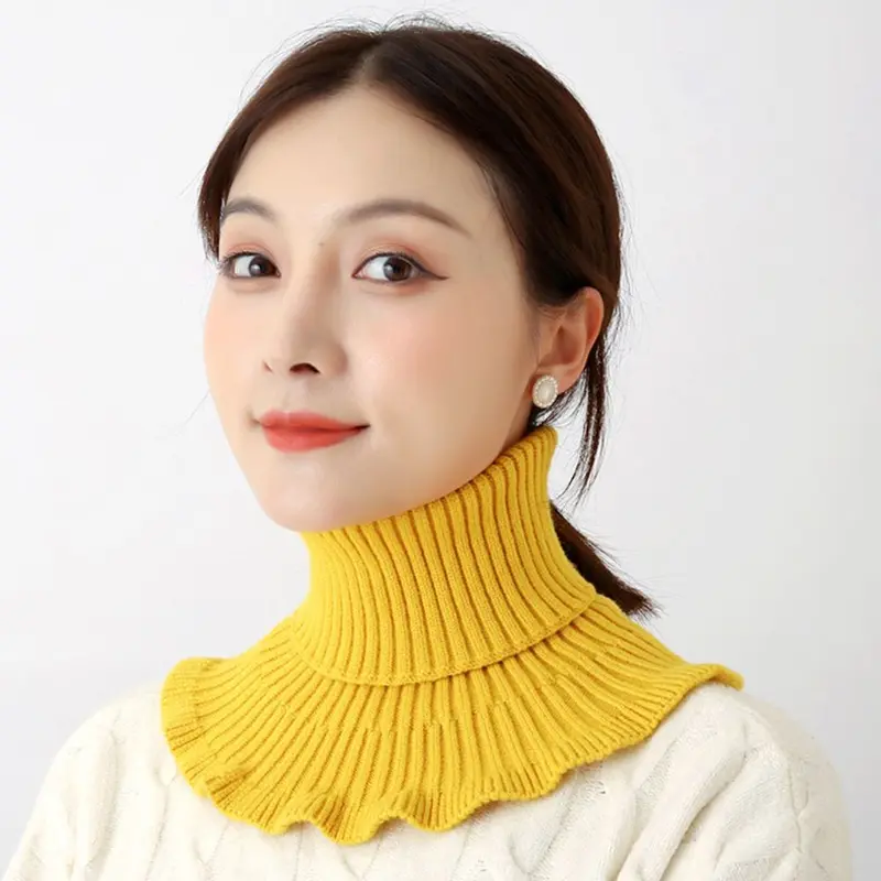 Cổ áo giả dệt kim chống gió Ấm áp Thời trang có thể tháo rời với tai gỗ Khăn quàng cổ mùa đông cho nam và nữ 2