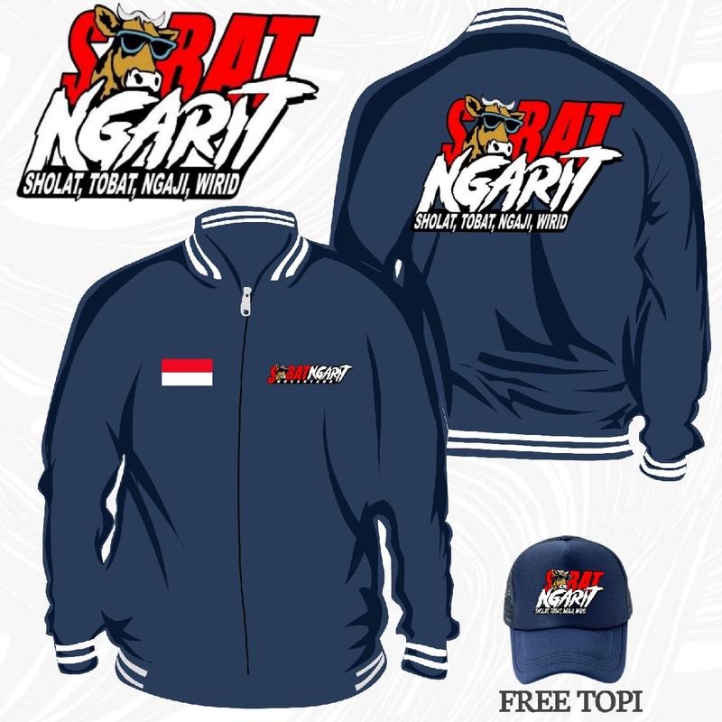 Jaket Baseball Pria Wanita Unisex SOBAT NGARIT V1 | Jaket Varsity Resleting Katun Flacee PREMIUM Bomber Casual Distro 2
