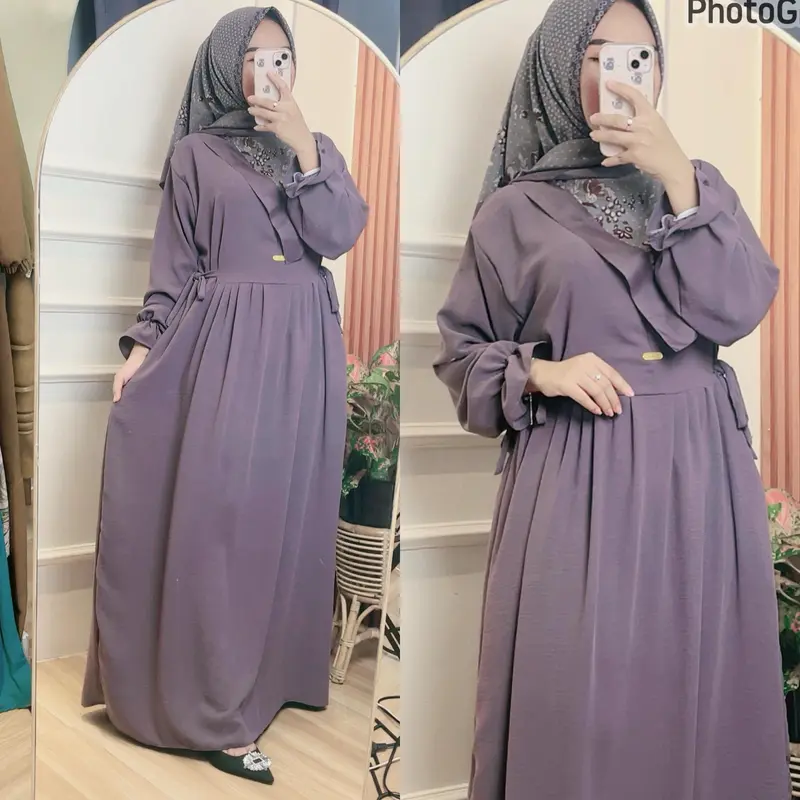 Nikita Dress Muslim Gamis Crinkle Airflow//Busui//LD -+120Cm 2
