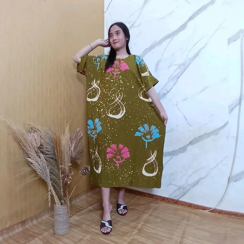 Daster Jumbo LOVE LOVE Ld 140cm Rayon Premium  Daster Kekinian Nyaman Wanita Dress Kancing Ibu Hamil Busui 1