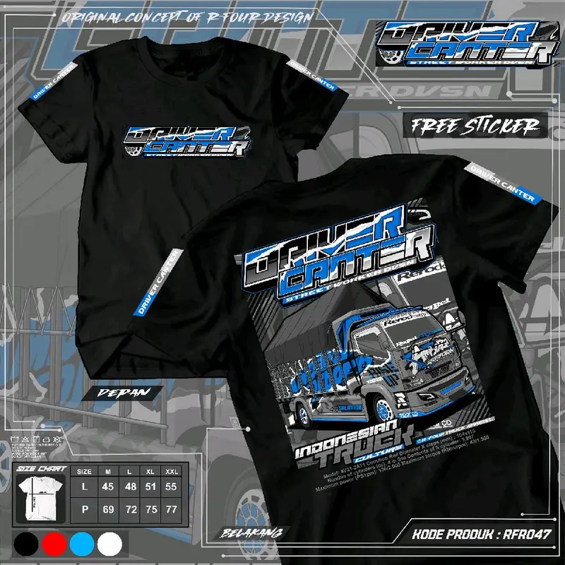 kaos truk canter rfr 47 baju truk driver canter dewasa keren  Distro Pendek Lembut Panjang Soft Standar Pria Katun Sablon Polos Navy Kain Combat Oblong Biru Orange Anime 3