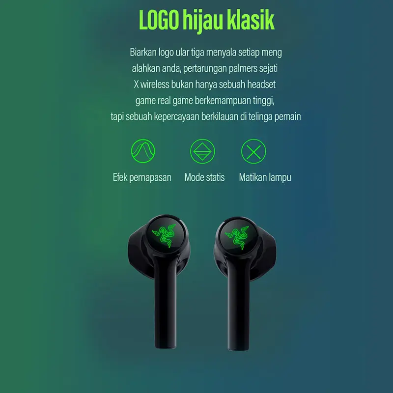 Headset gaming headset Bluetooth nirkabel sejati Razer Hammerhead dengan mikrofon HiFi stereo 6