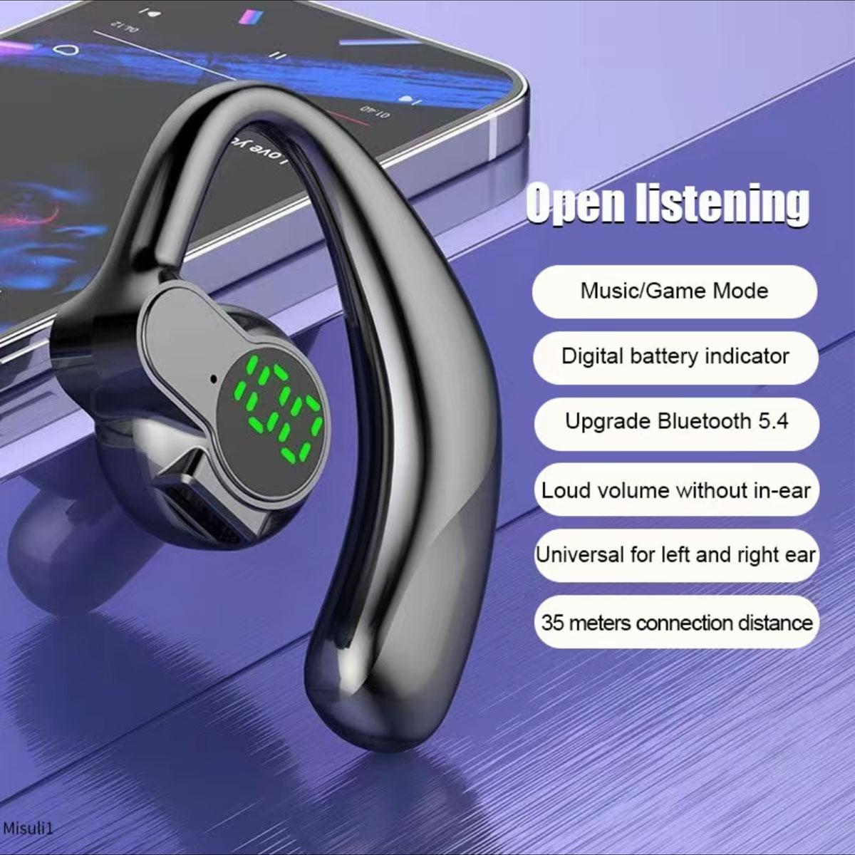 Saury D1 Bone Conduction Wireless Headphones 180 Degree Rotatable Bluetooth Handsfree Ear Hooks Noise Canceling Earphones with Microphone