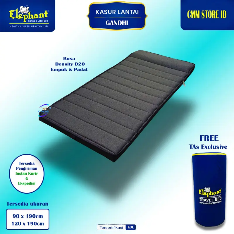Kasur Gulung Lipat Lantai Travelbed Elephant Gandhi Tebal 8cm Uk 90cm 120cm 0
