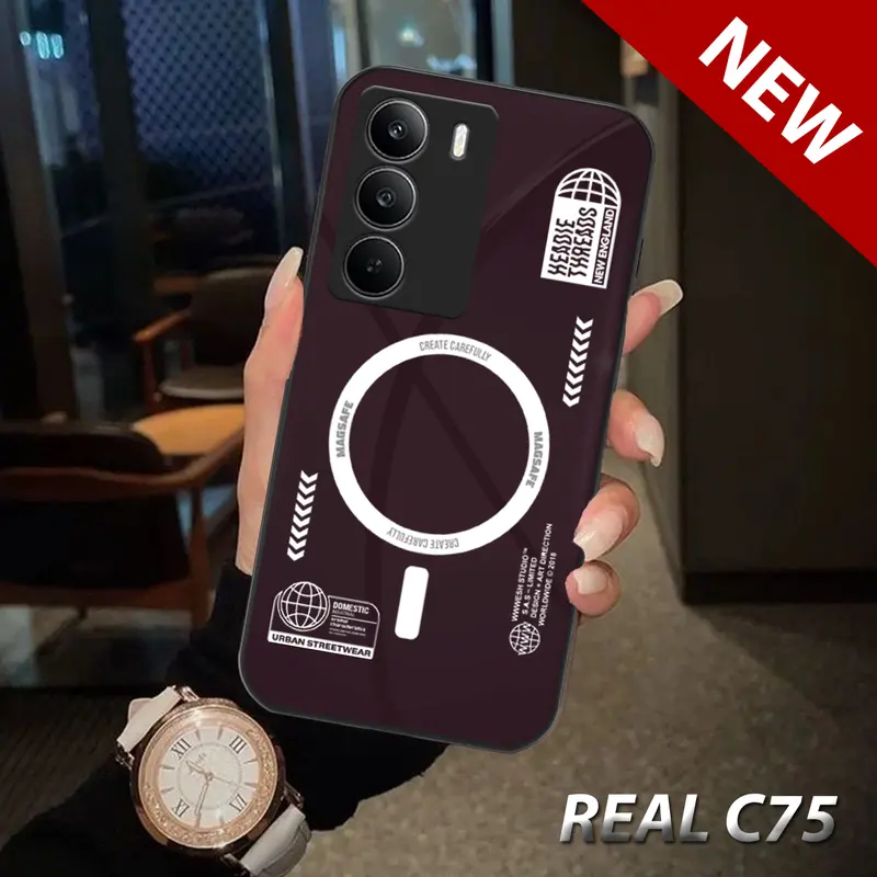 (WS-45) Softcase Glass Case Real C75 Casing Real C75 Case Hp Real C75 Casing Hp Case Magesafe Pelindung Hp Silikon Hp Tahan Benturan Case Hp Case Aesthetic 7