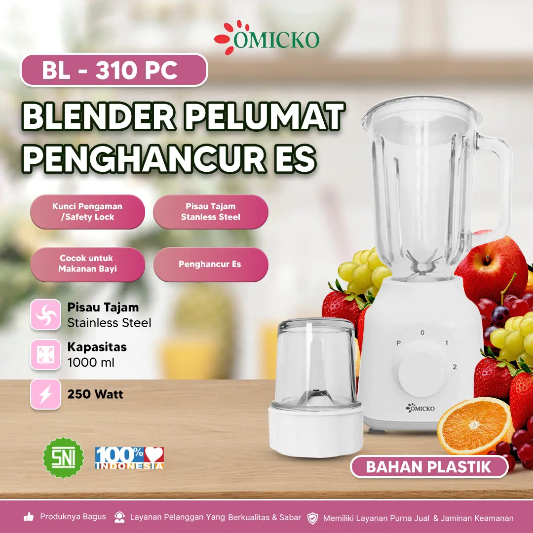 COD Blender Plastik  2in1 Pisau Stainl Ess FoodGrade Multifungsi 6 Mata  Garansi Resmi 1 Tahun