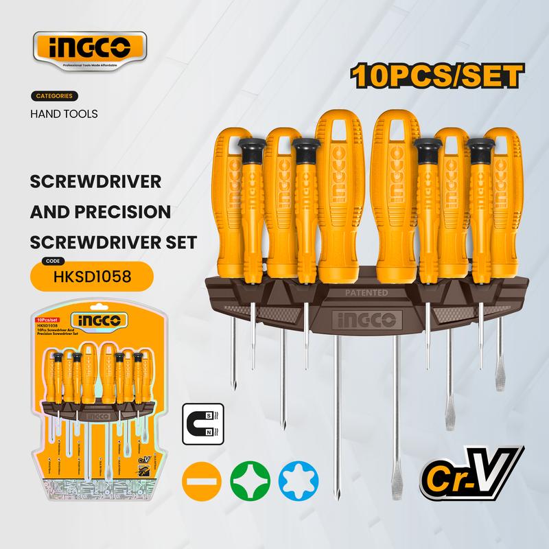 Ingco 10Pcs Screwdriver And Precision Screwdriver Set (Ss) HKSD1058 ...