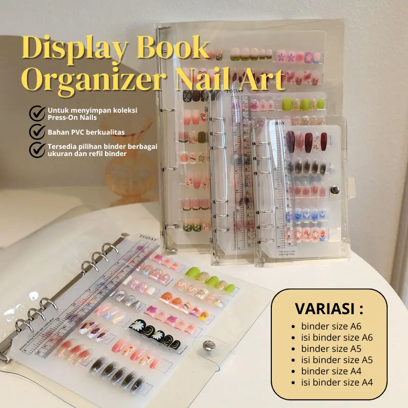 Display Book Organizer Nail Art / Buku Penyimpanan Kuku Palsu / Storage Book Wearable Nail Polish Foto Album Stiker Kapasitas Besar dan Kecil 0