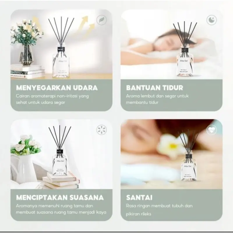Alba Sol Decant Reed Diffuser Gardenia Aroma Terapi Pengharum Ruangan 3