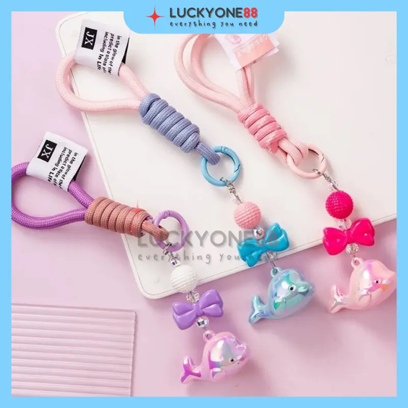 Gantungan kunci tali kain kepang paus kecil lucu warna-warni akrilik Tas Whale Resin Clay Bag Charm 5