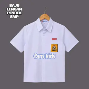 Kemeja Seragam Sekolah SMP Putih Lengan Pendek Pria Wanita Nasional Ukuran 13-20 Baju Sekolah SMP Putih Polos. Fashion seragam anak laki-laki dan perempuan