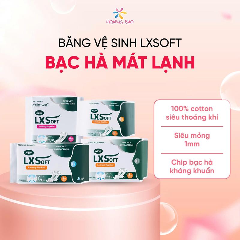 [Che tên sản phẩm] Băng Vệ Sinh LXSoft - Bạc Hà Mát Lạnh, Mỏng Nhẹ Êm Ái, Thấm Hút Tốt, Khô Thoáng Cả Ngày