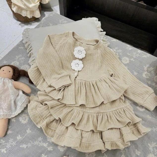 5-18 301 Set gồm áo HOA TRÀ và 1 chân váy chất len lông thỏ Mềm Mịn Ấm Áp Phù Hợp Cho bé gái mặc Tết & Noel