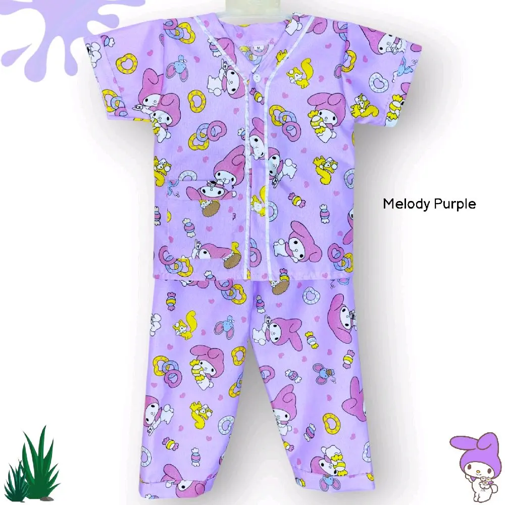 setelan baju tidur anak perempuan motif karakter melody model kerah v untuk usia 1-12 thn piyama anak cewek