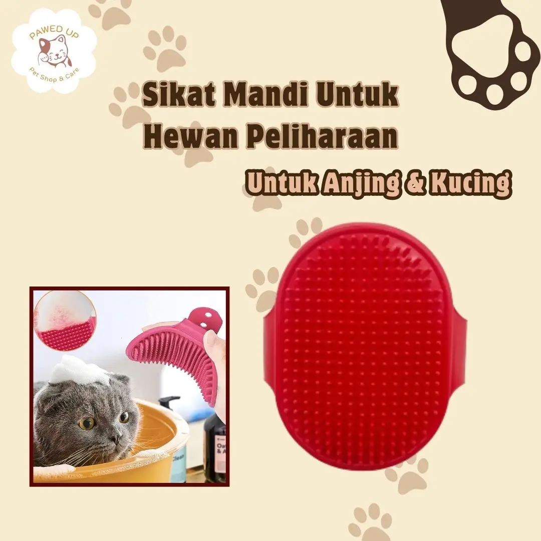 PAWED UP Sikat Mandi Pet Karet Sisir Keramas Bulu Kotor, lumpur & debu | Shower Bath Brush Silicone