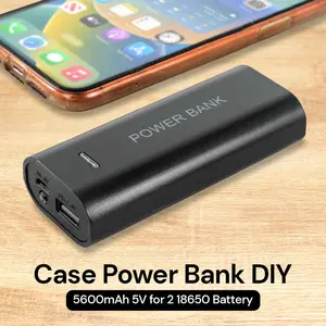 VARITIES Case Power Bank DIY 5600mAh 5V for 2 18650 Battery - V600 - Black