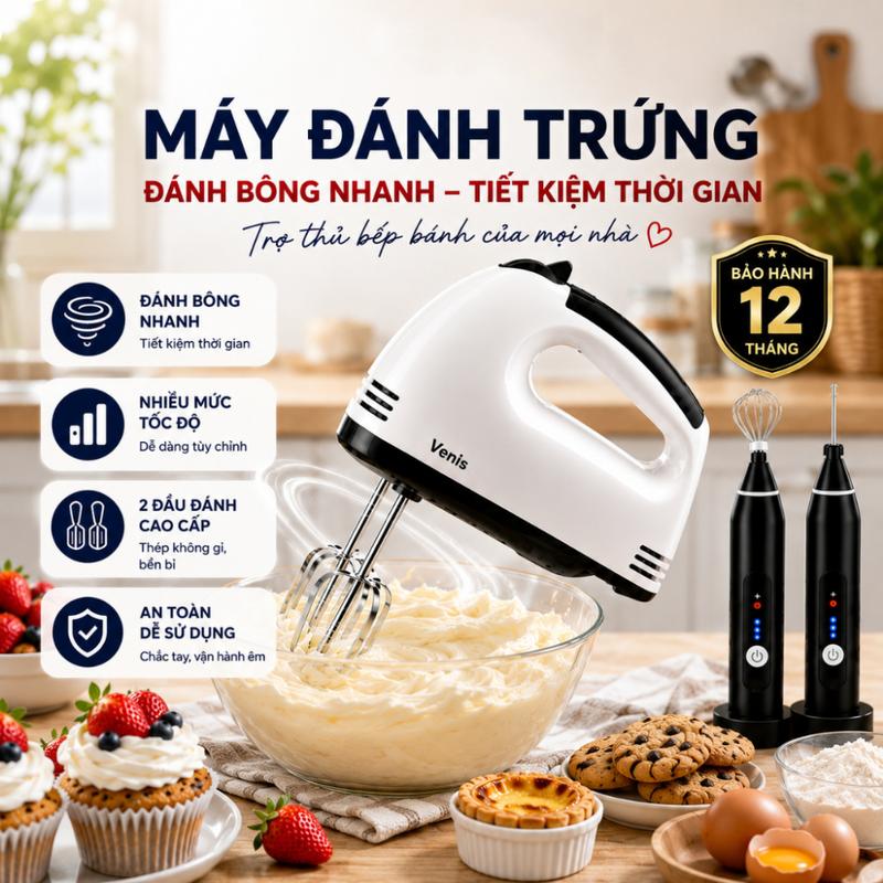 Máy Đánh Trứng Cầm Tay 7 Tốc Độ Scaleet Tiện Dụng