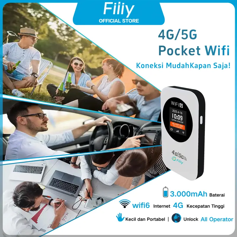 5 Mobile Ruter Filly MF900 Portable WiFi Router 4G LTE 300Mbps Pocket Hotspot with ...