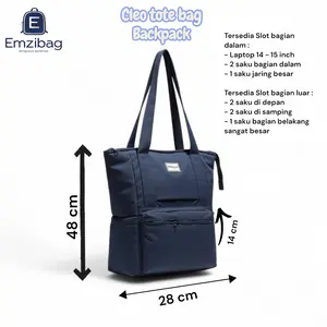 EMZIBAG Backpack Totepack Wanita 2 in 1 Sekolah Kuliah Polyester Waterproof Laptop 14 Inch CLEO