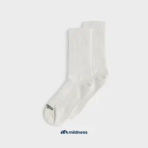 Kaus Kaki Mildness Basic Broken White Panjang Pria Wanita dengan Teknologi Antimikroba - Lembut, Tebal, Kerja Nyaman Katun Pendek